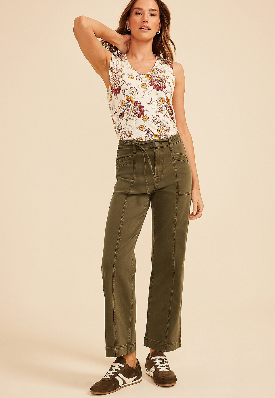 High Rise Seamed Wide Leg Pant | Maurices