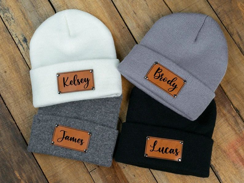 Custom Infant Toddler Kids Youth Child Baby Newborn Beanie Personalized Name Slouchy Vegan Leathe... | Etsy (US)