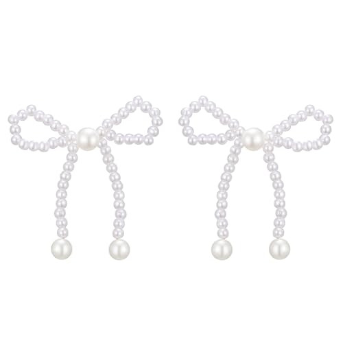 SWEETV Gold/Silver Bow Earrings for Women, 925 Sterling Silver Post Ribbon Knot Stud Earrings Dro... | Amazon (US)