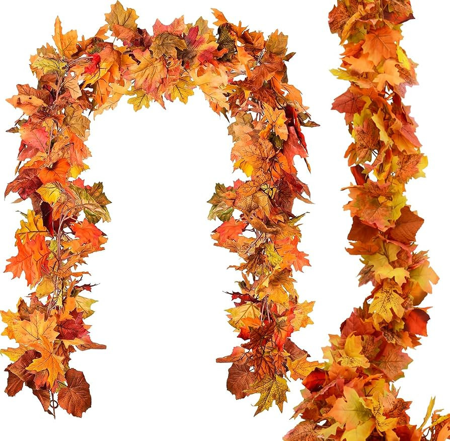 2pack Fall Garland Maple Leaf Garlands 5.9Ft/Piece Fall Maple Leaves Garland Hanging Vine Garland... | Amazon (US)