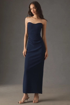 BHLDN Pippa Strapless Sweetheart Crepe Column Maxi Dress | Anthropologie (US)
