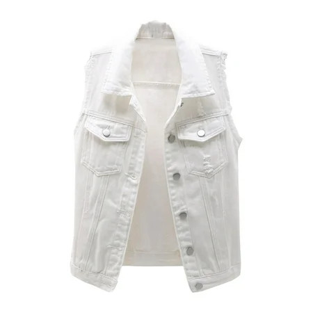 Fsqjgq Tops for Women Loose Denim Vest Color Shirt Solid Top Sleeveless Jacket Women s Loose Denim W | Walmart (US)
