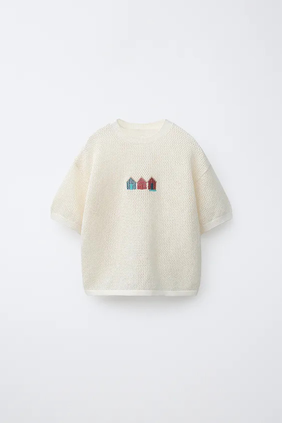 EMBROIDERED HOUSES KNIT T-SHIRT | Zara US