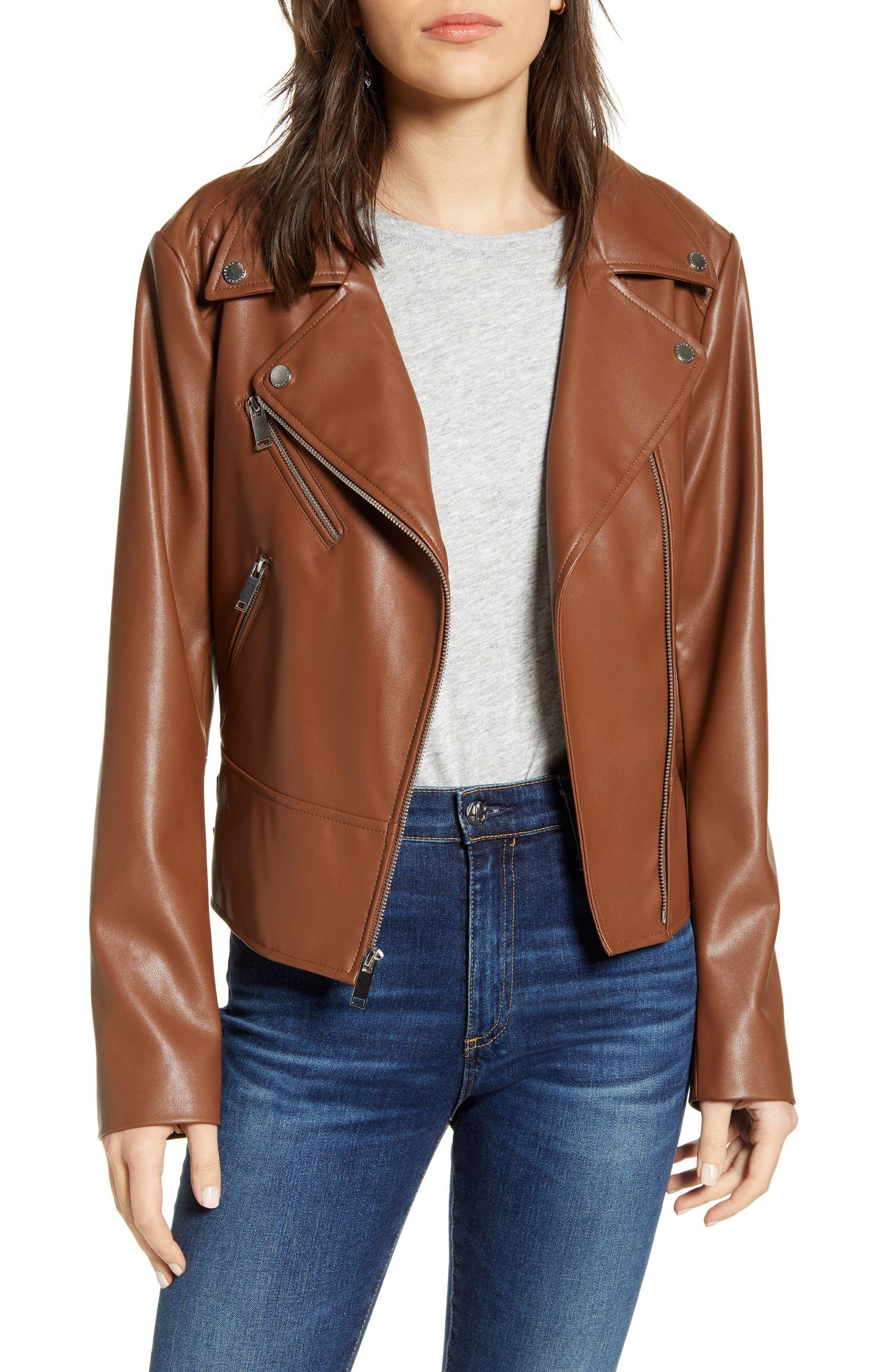 Quilted Back Faux Leather Moto Jacket | Nordstrom Rack