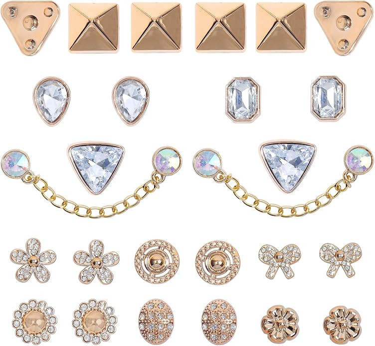 26 Pcs Bling Shoe Charms for Women, Sparkle Rhinestones Bling Chain Shoes Charms Accessories, But... | Amazon (US)