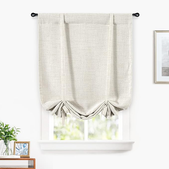 DriftAway Blackout Linen Textured Solid Basic Room Darkening Thermal Insulated Tie Up Adjustable ... | Amazon (US)