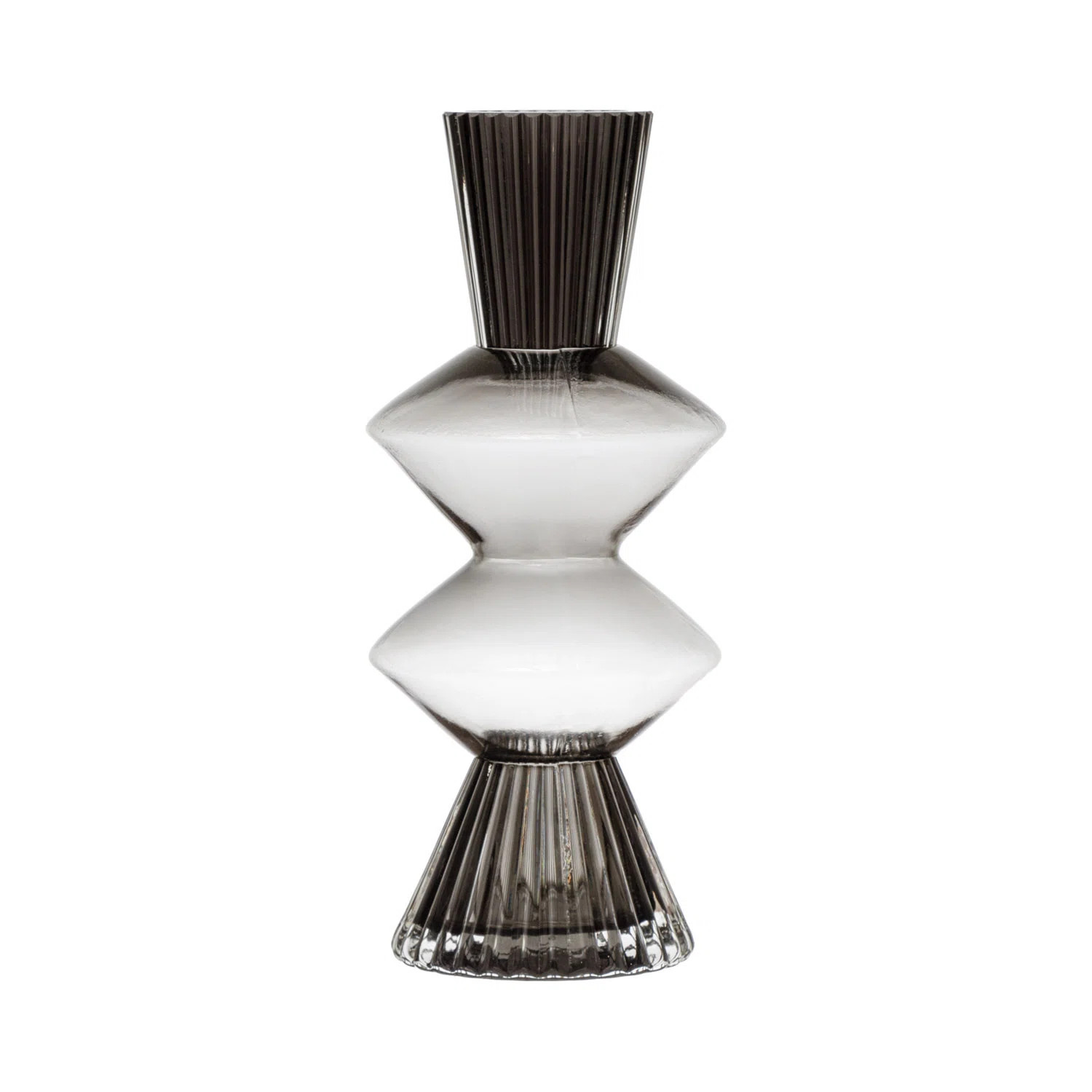 Smoke Glass Fluted Vase with Curved Triangles | Wayfair North America
