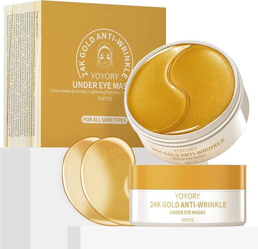 Under Eye Patches Masks - 24K Gold Eye Patch for Dark Circles & Puffy Eyesg,Fine Lines,Eye Bags, ... | Amazon (US)