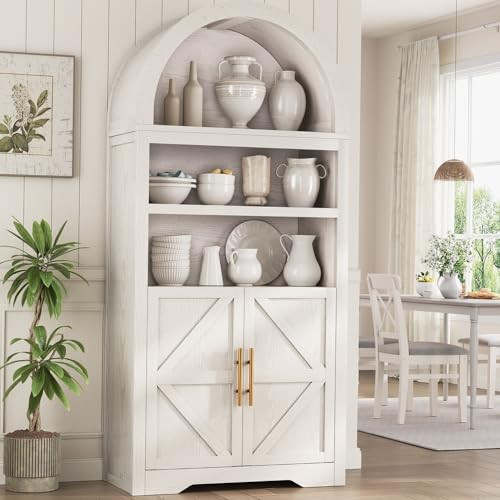 Jocoevol Kitchen Pantry Cabinet Arched Cabinet Bookshelf/Bookcase | Amazon (US)
