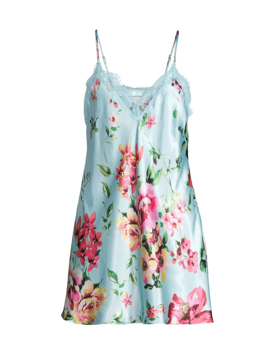 In Bloom Larissa Floral-Print Satin Chemise | Saks Fifth Avenue