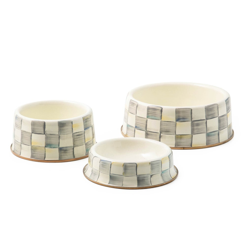 Sterling Check Large Pet Dish | MacKenzie-Childs