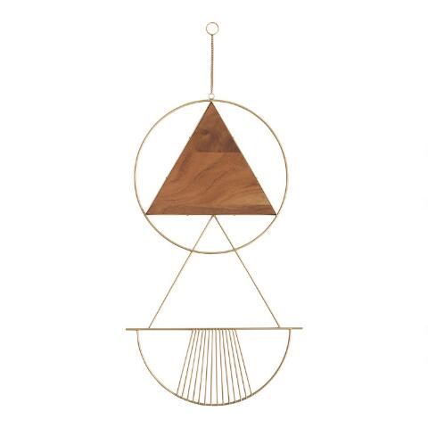 Celeste Gold Metal And Wood Geo Wall Hanging | World Market