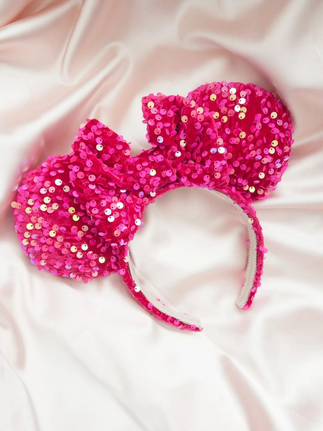 Pink Velvet & Sequin Mouse Ears - Minnie mouse ears, Sweethearts pink minnie ears fuchsia minnie ... | Etsy (US)