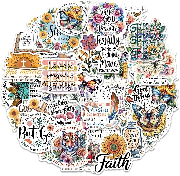 100Pcs Inspirational Christian Stickers - Bible Verse & Jesus Quotes | Faith Stickers for Scrapbo... | Amazon (US)