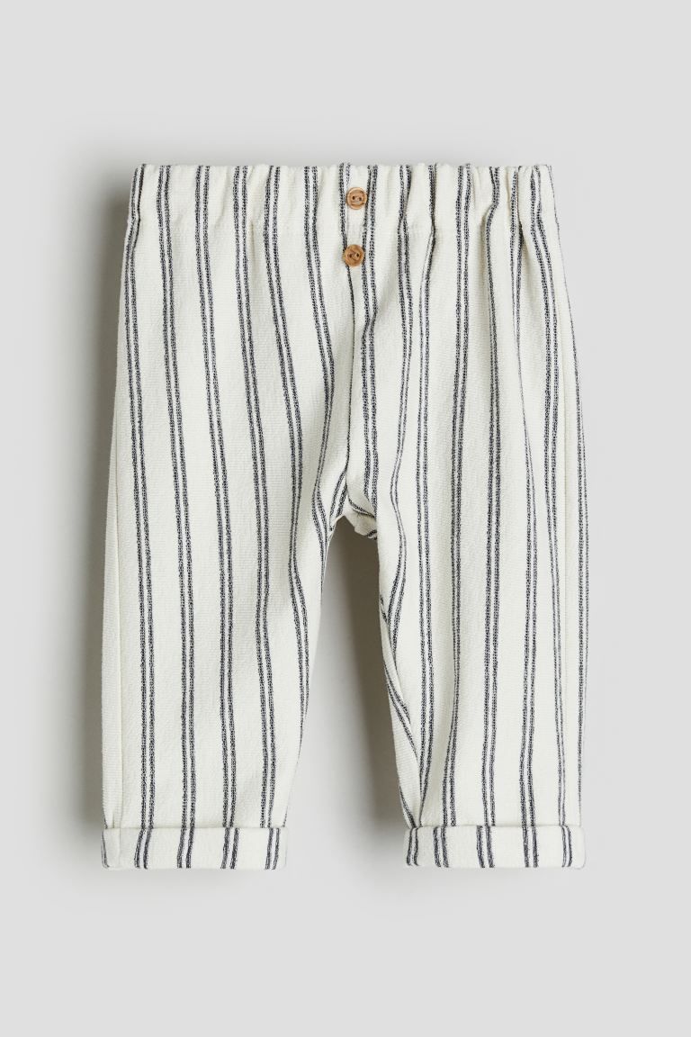 Cotton Terry Joggers - White/striped - Kids | H&M US | H&M (US + CA)