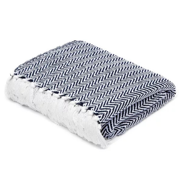 Throw Blanket 100% Cotton Medium Weight with Fringe | Target