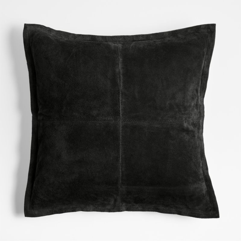 Hyde Pieced Suede 23"x23" Smoky Black Throw Pillow Cover + Reviews | Crate & Barrel | Crate & Barrel