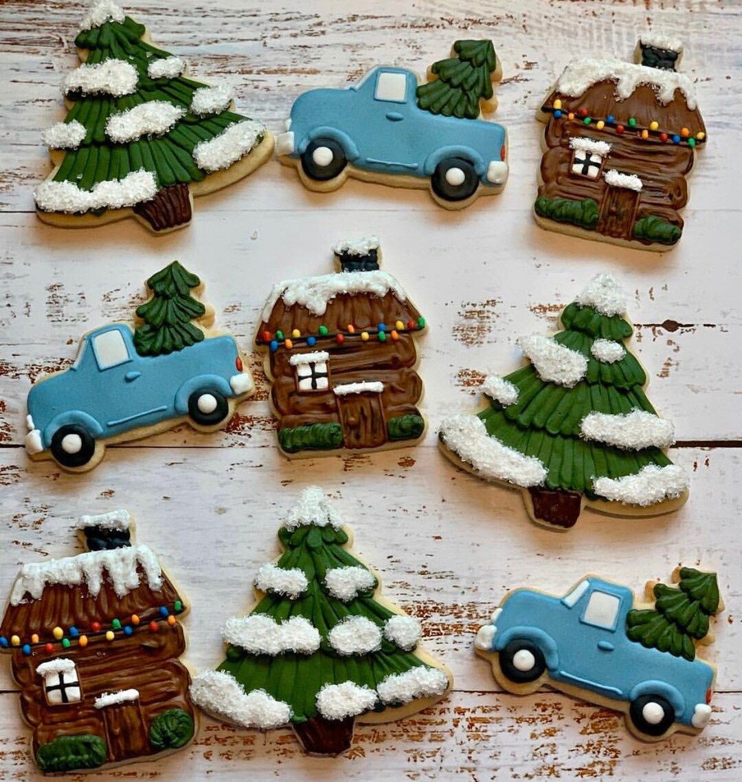 Cabin Christmas Cookies - Etsy | Etsy (US)