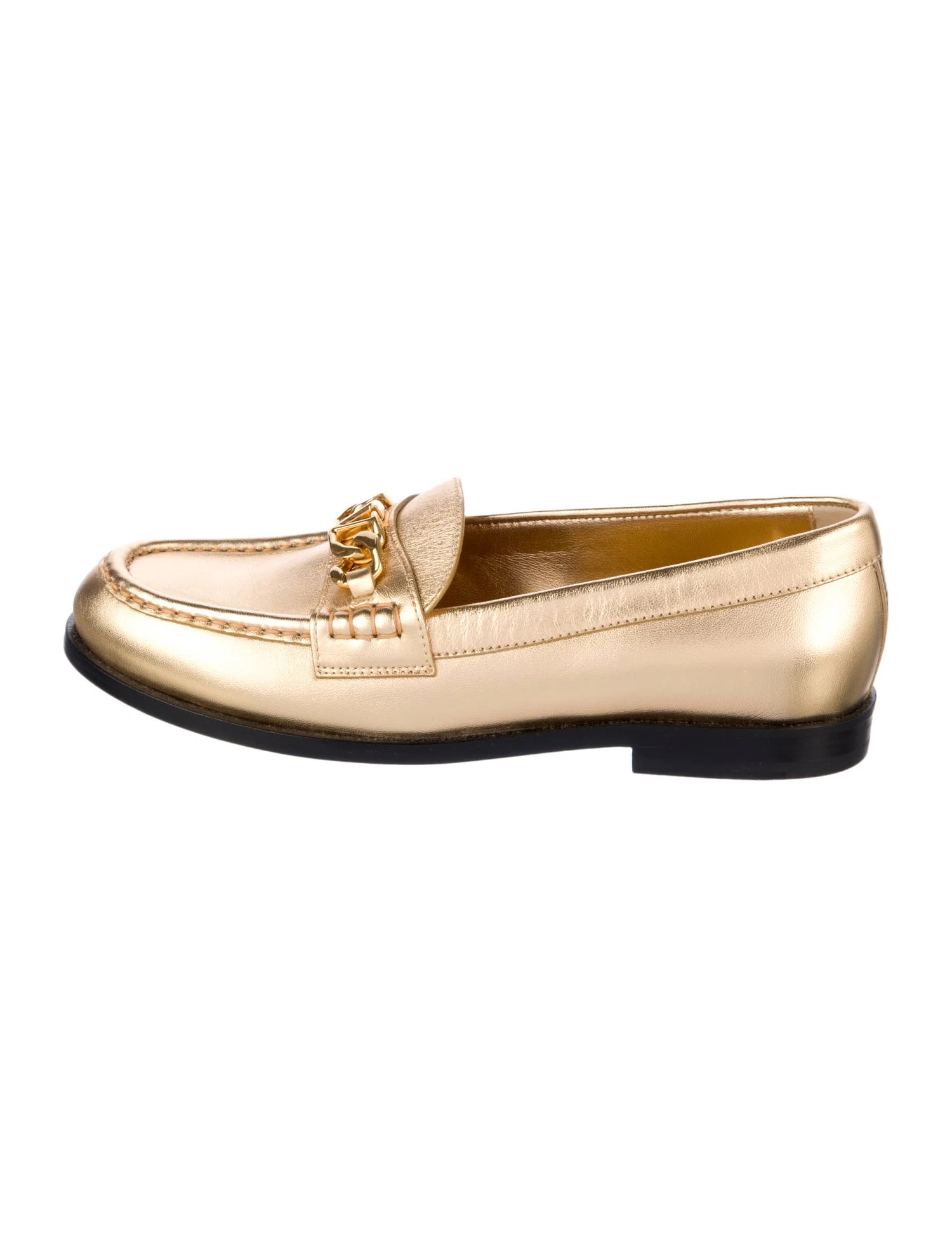 Leather Chain-Link Accents Loafers | The RealReal