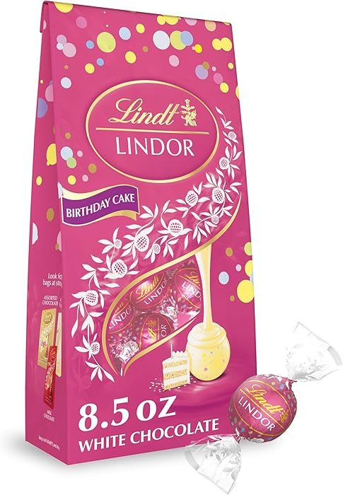 Lindt LINDOR Birthday Cake White Chocolate Truffles, White Chocolate Candy with Smooth, Melting T... | Amazon (US)