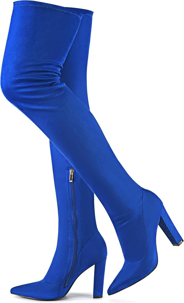 Women's Winter Over The Knee Boots Chunky Heels Thigh High Boots Block Heeled Stretch Suede Sexy ... | Amazon (US)