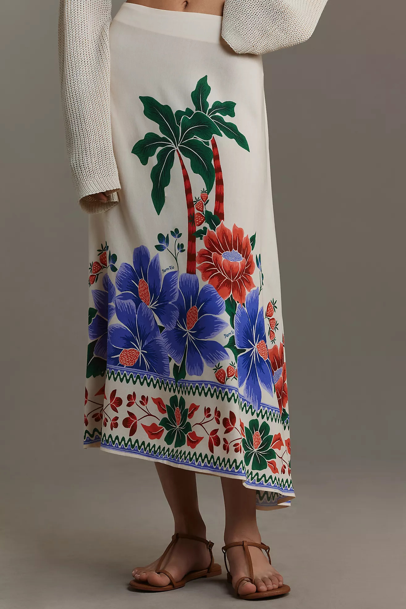 Farm Rio Satin Slip Midi Skirt | Anthropologie (US)