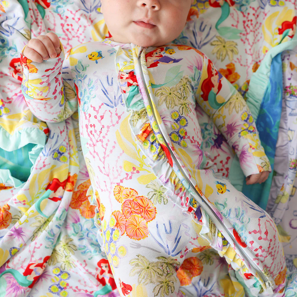 Mermaid Blue Baby Girl Sleeper | Disney Princess Ariel | Posh Peanut