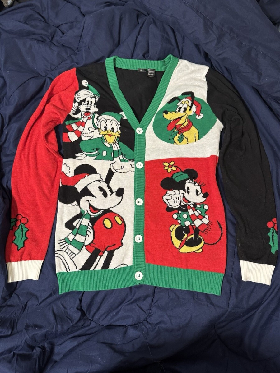 Disney Mickey and Friends Christmas Button Sweater  | eBay | eBay US