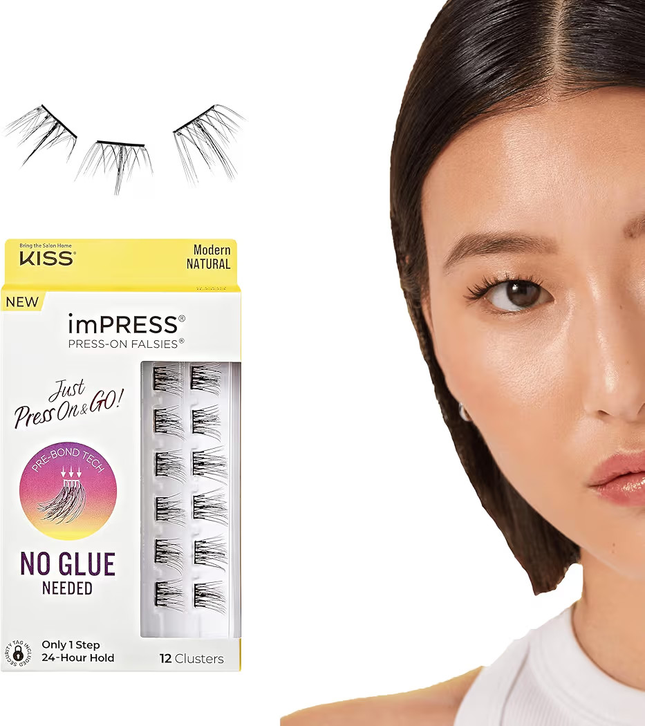 KISS imPRESS Falsies Press On Self Adhesive Eyelashes, 12mm-14mm Natural Volume Press On Lashes, ... | Amazon (US)