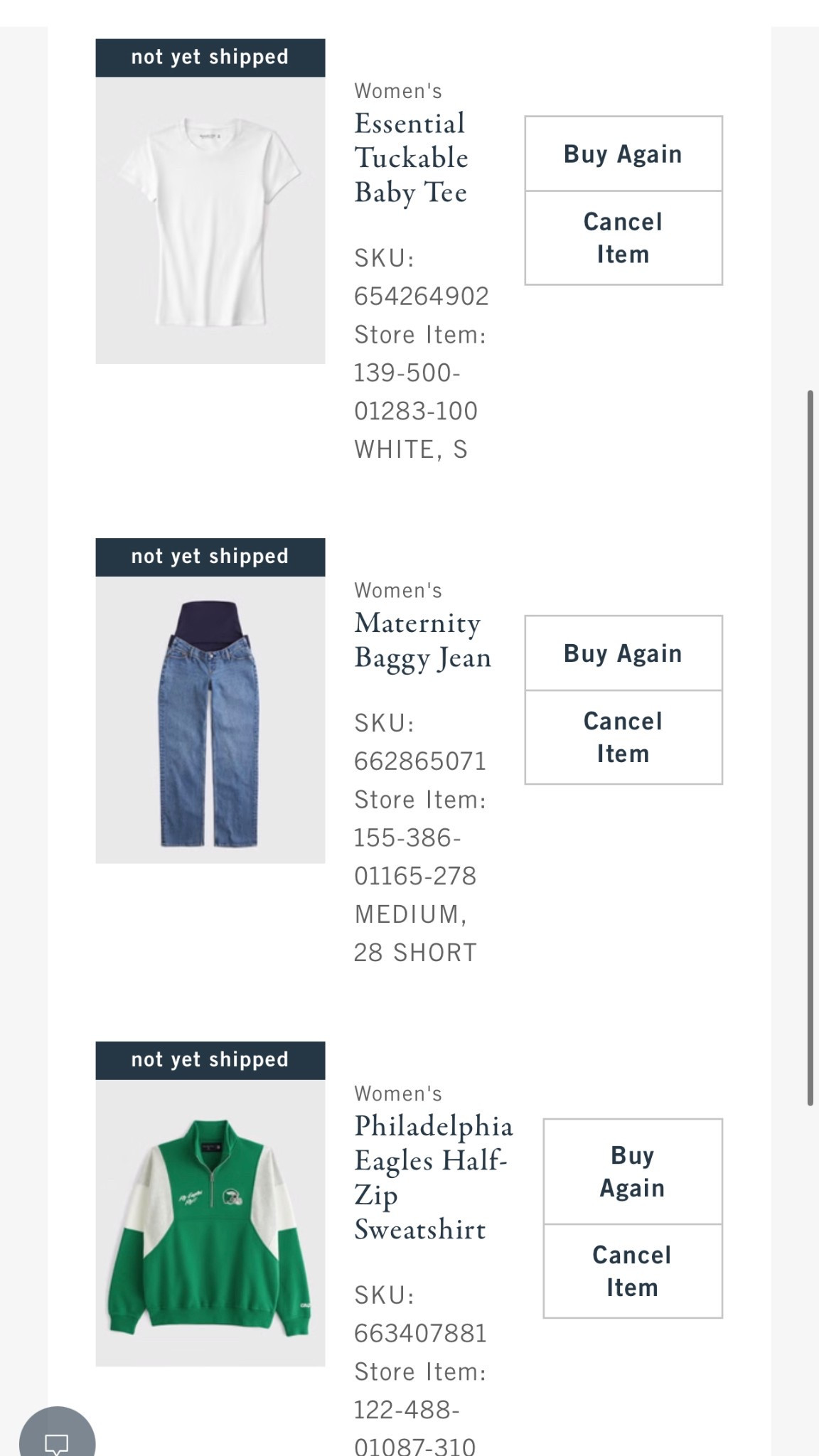 Recent Abercrombie order!