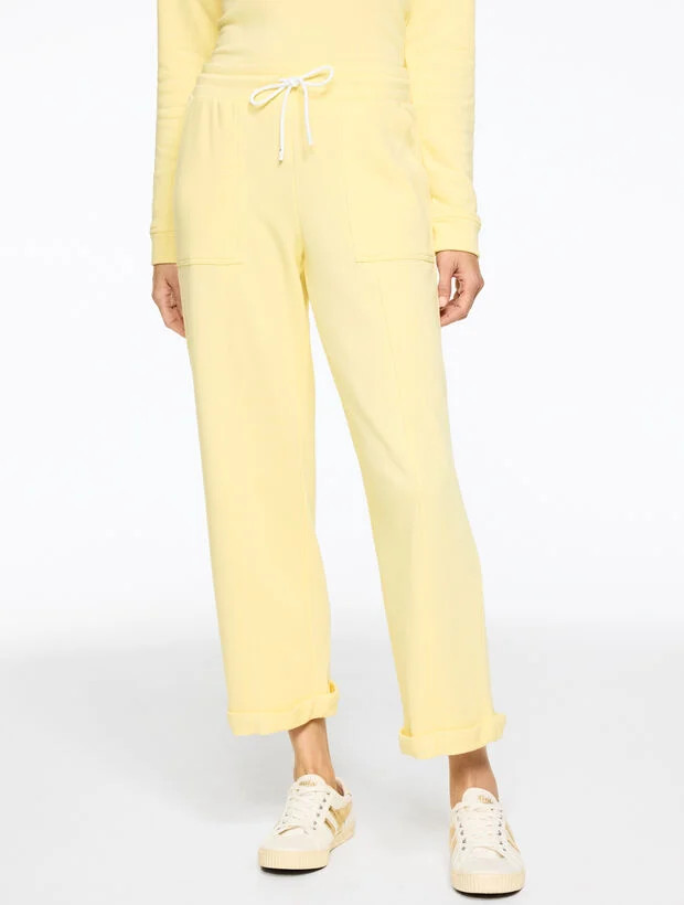 Cozy French Terry Wide Crop Pants | Talbots