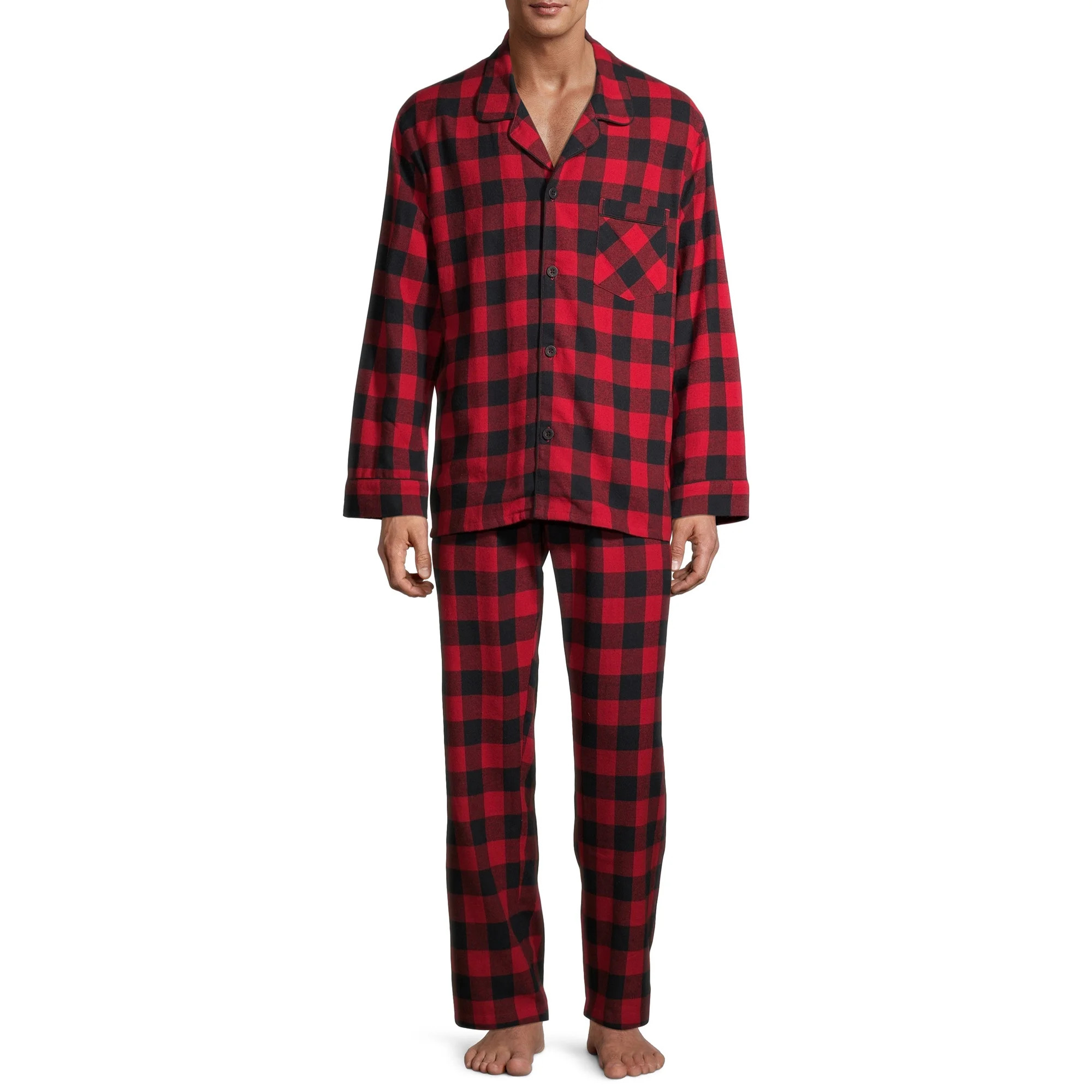 Hanes Men's and Big Men's Cotton Flannel Pajama Set | Walmart (US)