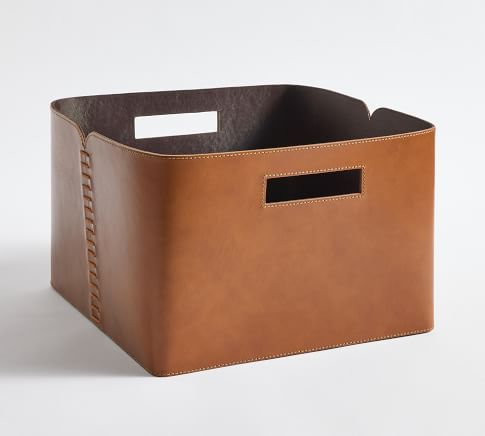 Hardy Leather Utility Basket - 12" Sq x 8" H | Pottery Barn (US)