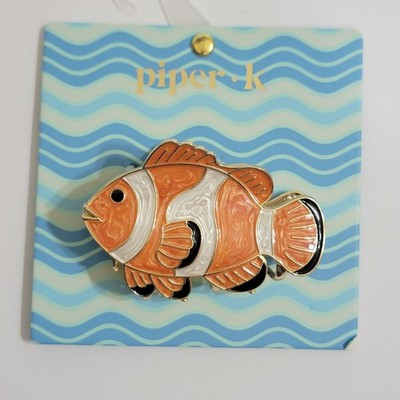 Piper K Clownfish Hair Claw Clip Orange White Enamel Tropical Fish Gold Nemo NEW | eBay | eBay US