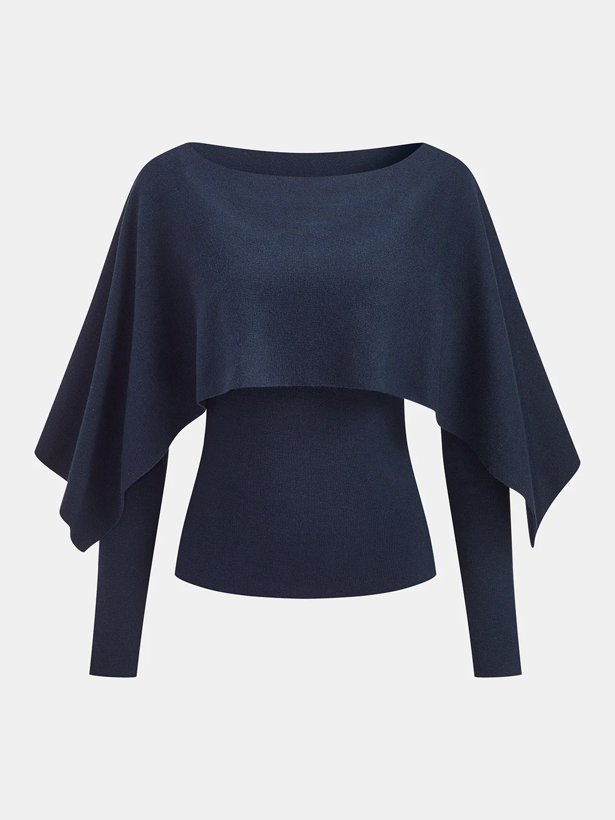 Long Sleeve Top & Capelet Knit Two-Piece Set | Commense