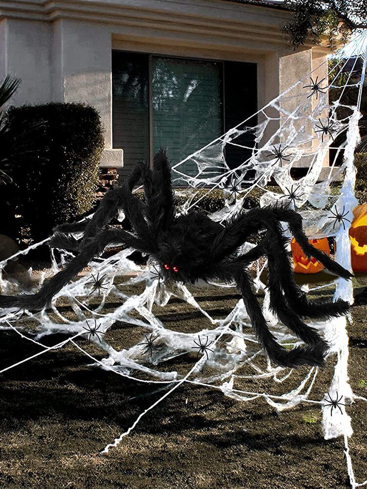 1set Halloween Decoration Spider Web & Spider | SHEIN