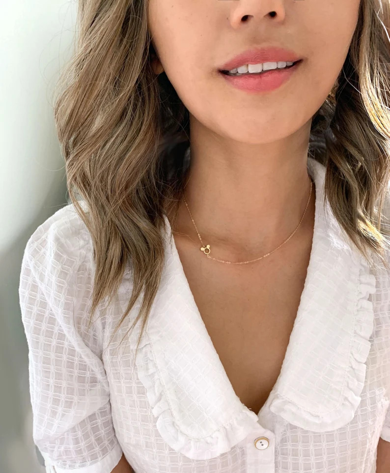 Sideways Mickey Mouse Necklace / Small Mickey Mouse Necklace | Etsy | Etsy (US)