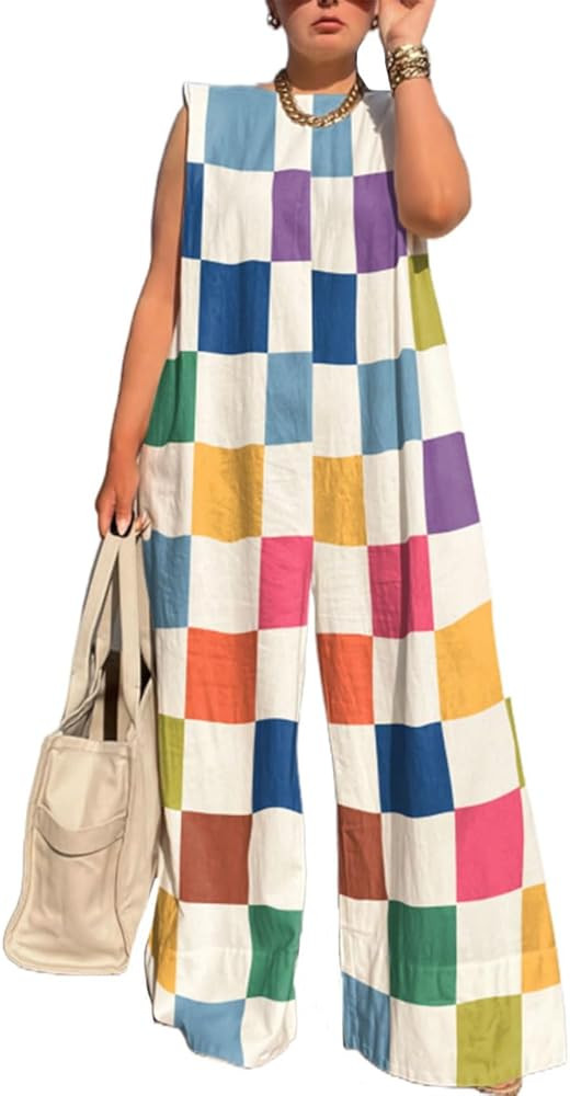 UOOZEE Womens Jumpsuits Dressy Summer Outfits Casual Sleeveless Wide Leg Long Pants Rompers Fashi... | Amazon (US)