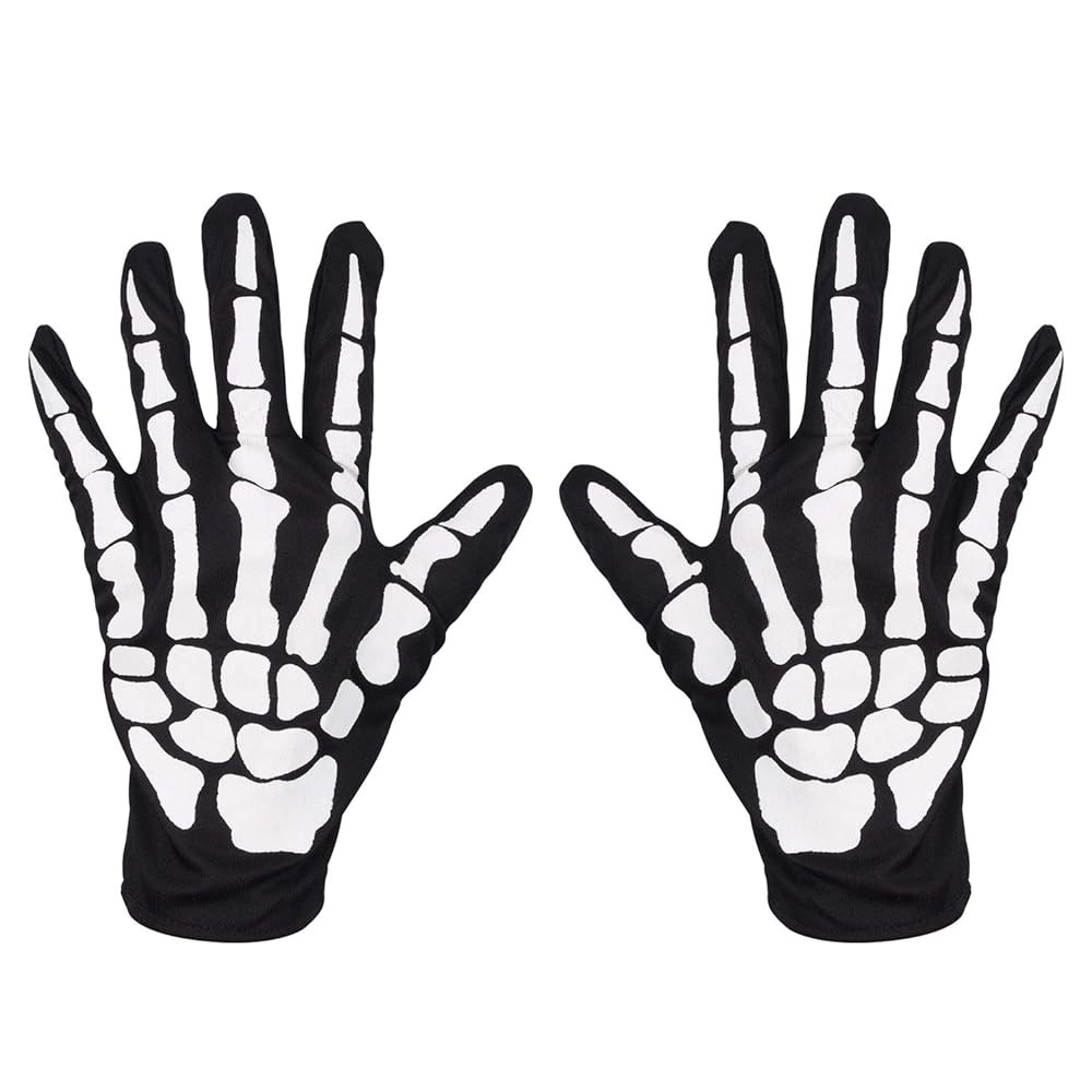 Halloween Skeleton Gloves,Full Finger Skeleton Pattern Gloves Cosplay Costume Accessories for Men... | Amazon (US)