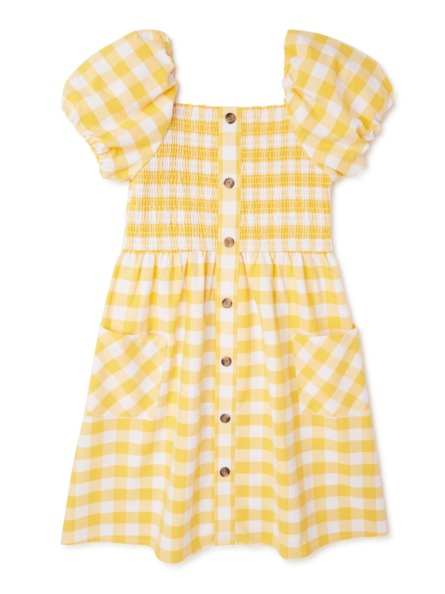 Wonder Nation Girls’ Puff Sleeve Dress Sizes 4-18 & Plus | Walmart (US)