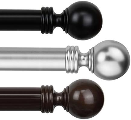 A&F Rod Decor - Ball 1.5 inch Curtain Rod 66" - 115" Long - Black | Amazon (US)