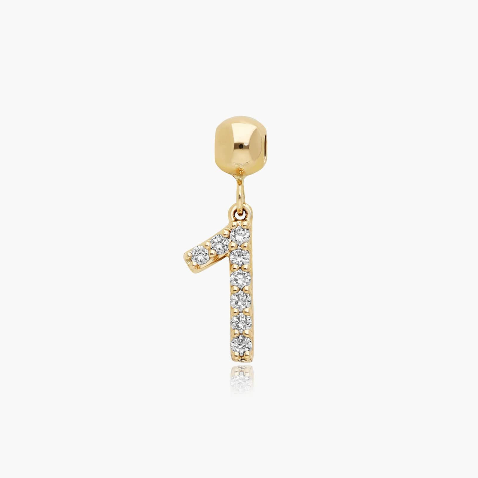 Number 1 Lab-Grown Diamond Charm In 14K Yellow Gold By James Allen | Blue Nile