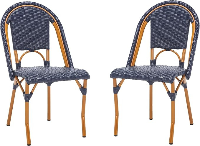 SAFAVIEH Outdoor Collection California Bistro Navy Side Chair Set of 2 (Fully Assembled) | Amazon (US)