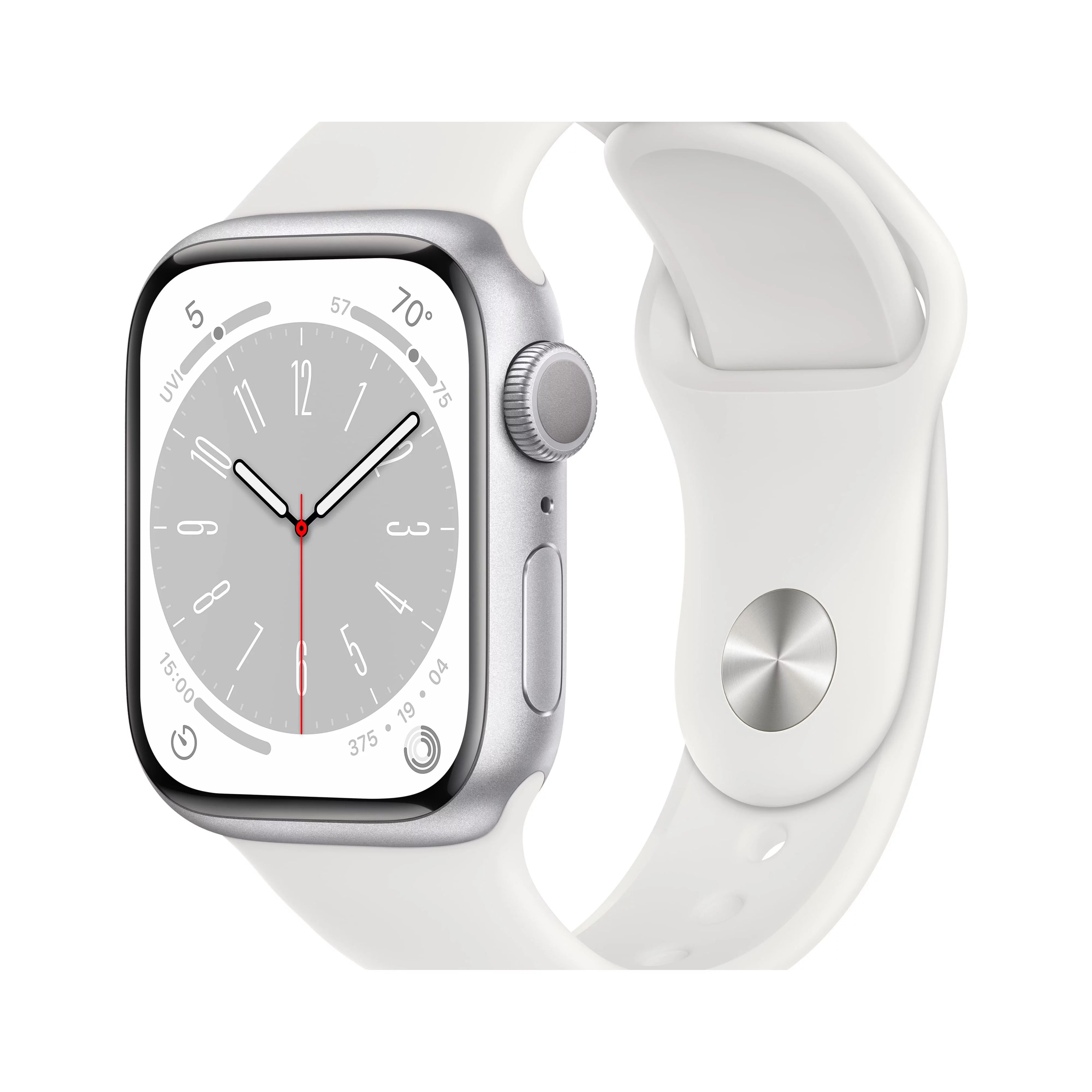 Apple Watch Series 8 GPS 41mm Silver Aluminum Case with White Sport Band - S/M | Walmart (US)