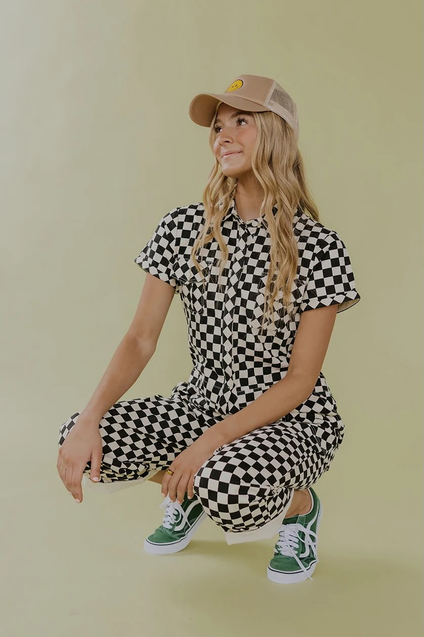 Far Out Check Jumpsuit | Roolee