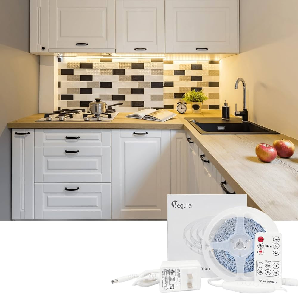 Megulla 10ft/3m Warm White LED Light Strip with Remote, 12V High Density Dimmable 3000K Waterproo... | Amazon (US)