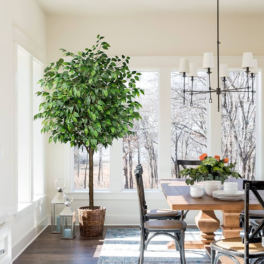 Artificia Ficus Tree 7Ft Tall Silk Ficus Tree with Plastic Pot for Office and Home Decor,Decorati... | Amazon (US)