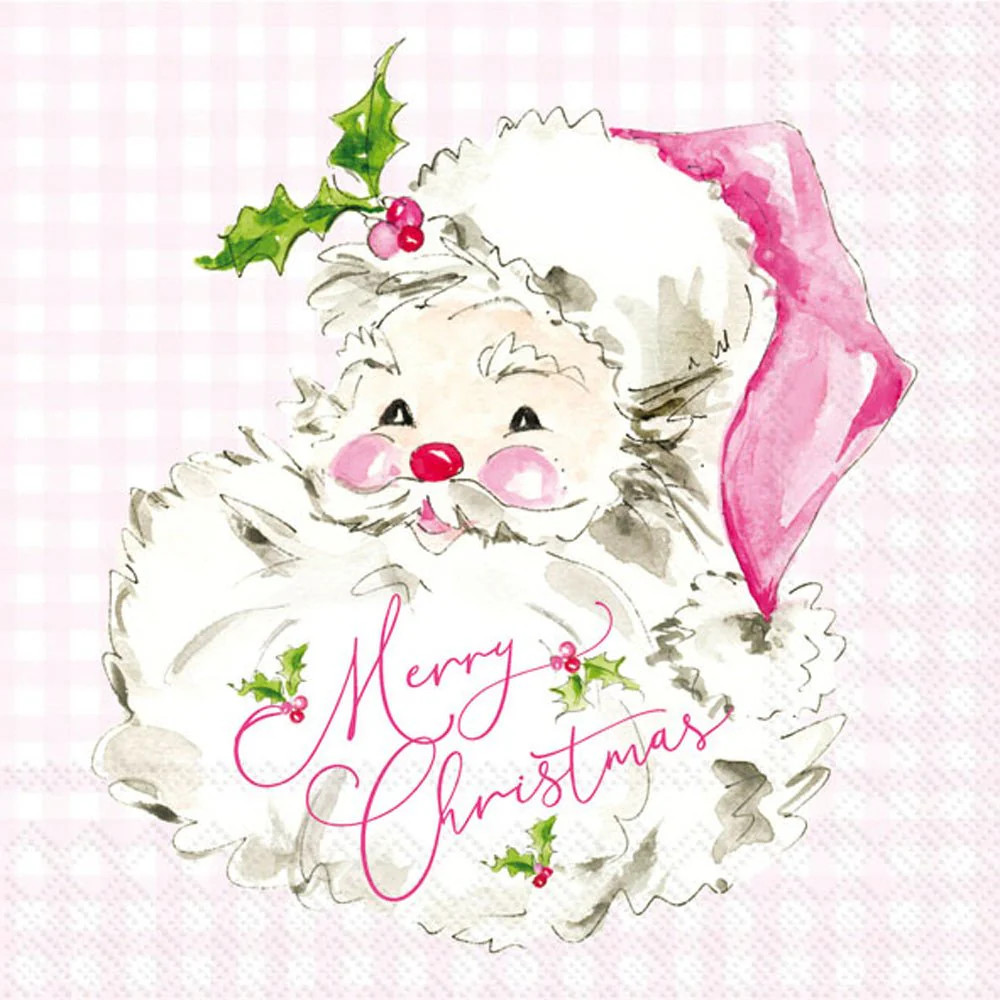 Pink Santa Cocktail Napkin by Boston International | Mariposa