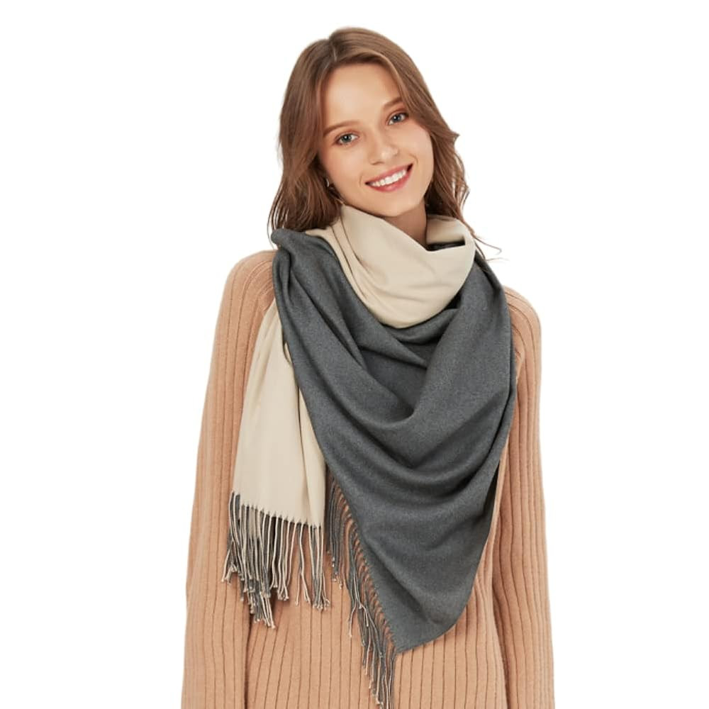 MaaMgic Schal Damen Zweifarbig Stola mit Baumwolle Herbst Winter Mehrfarbige Deckenschal MEHRWEG | Amazon (DE)