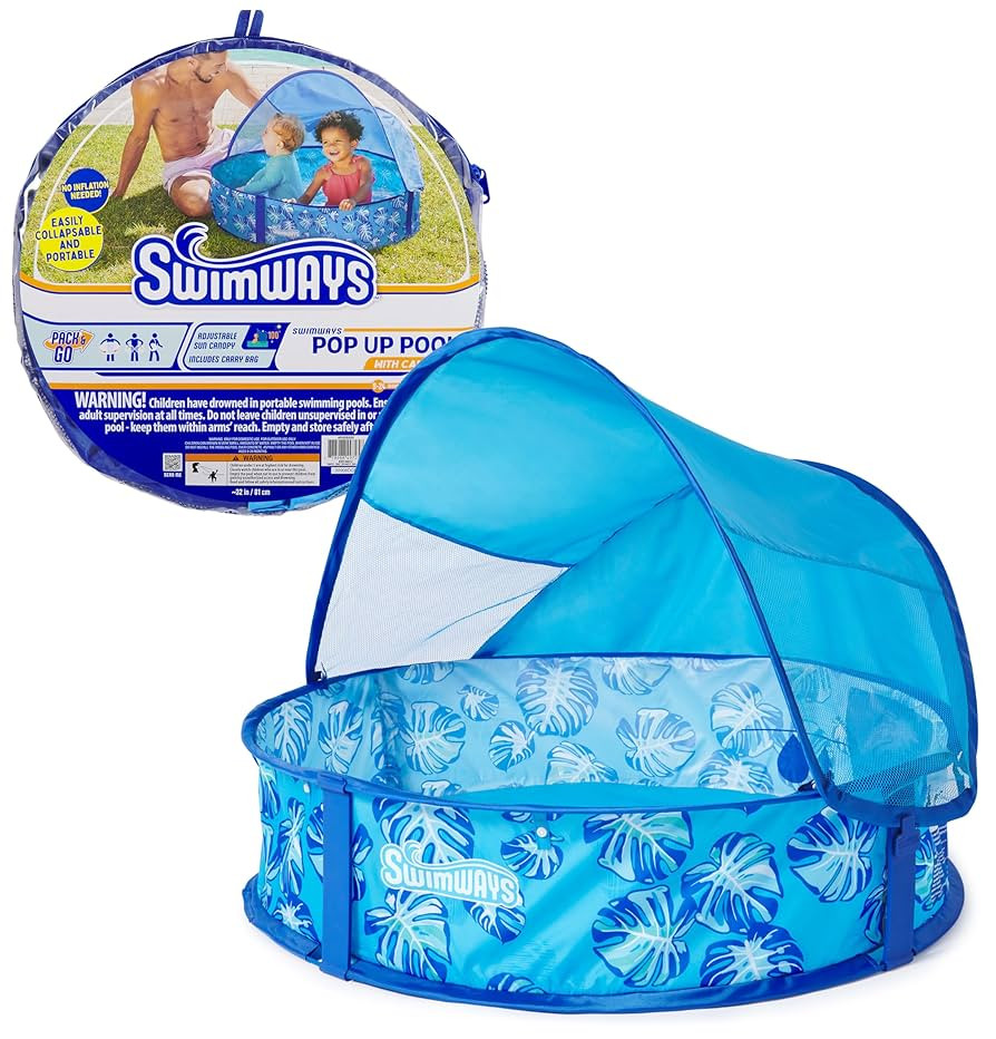 Swimways Elite Pop-Up Above Ground Pool, Baby Pool with Canopy & Carrying Case, Foldable Kiddie P... | Amazon (US)